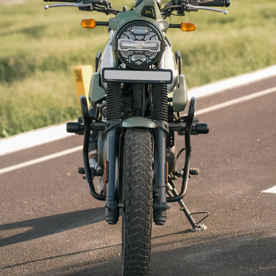 LEGUNDARY Thanos Crash Guard with Slider (Black) for Royal Enfield Scram 440 — Frame & Engine Protection