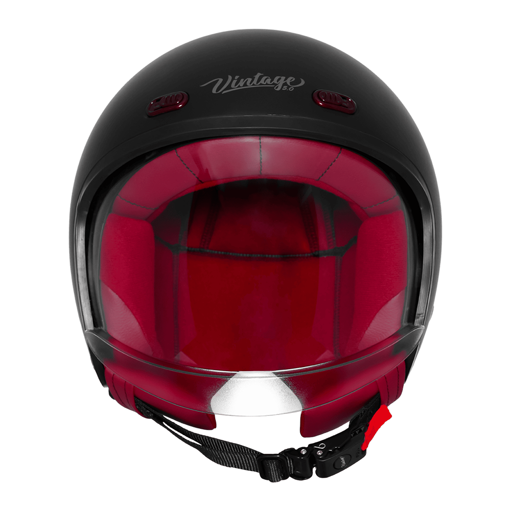 Steelbird SBH-67 Vintage DOT 5.O glossy open face helmet Black - front