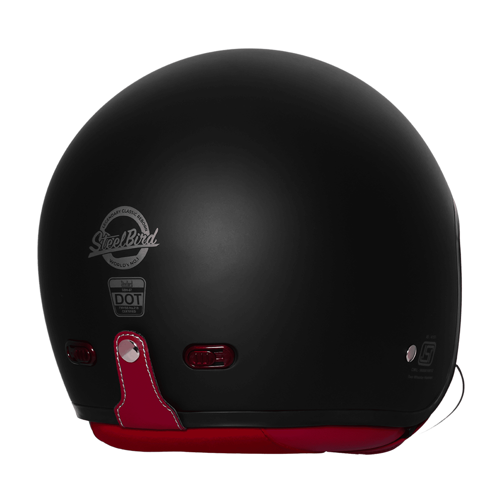 Steelbird SBH-67 Vintage DOT 5.O glossy open face helmet Black - with extra brown visor