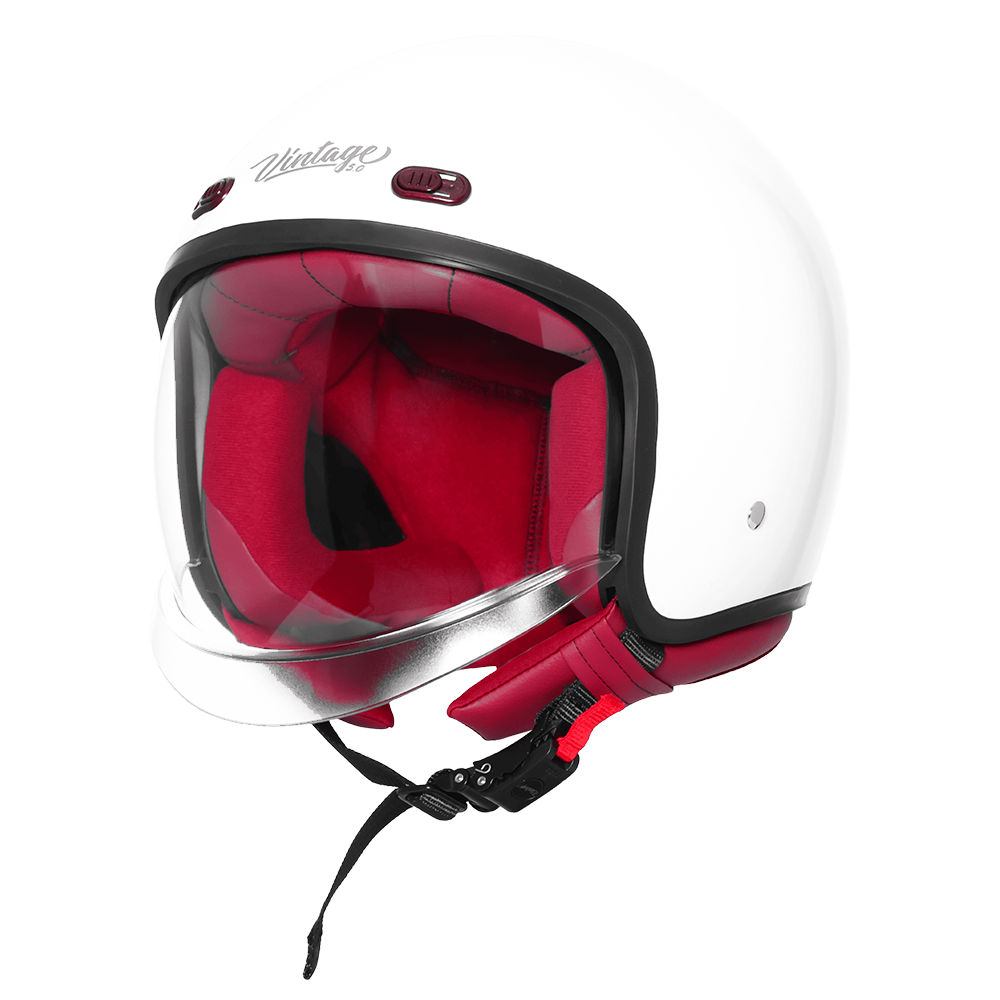 Steelbird SBH-67 Vintage DOT 5.O glossy open face helmet White - angled
