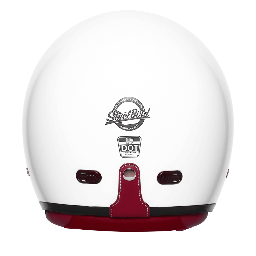 Steelbird SBH-67 Vintage DOT 5.O glossy open face helmet White - with extra brown visor