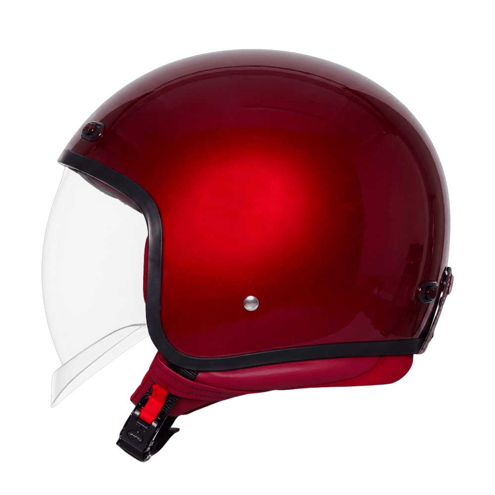 Steelbird SBH-67 Vintage DOT 5.O glossy open face helmet Red - rear