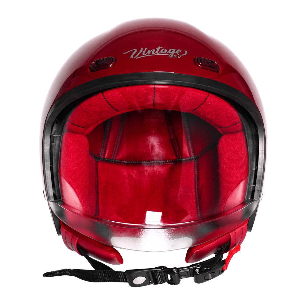 Steelbird SBH-67 Vintage DOT 5.O glossy open face helmet Red - front