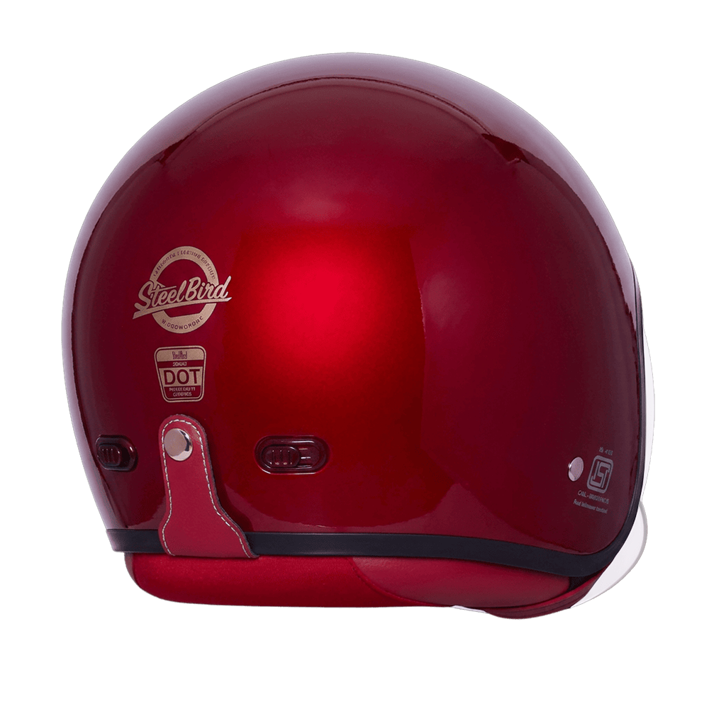 Steelbird SBH-67 Vintage DOT 5.O glossy open face helmet Red - side
