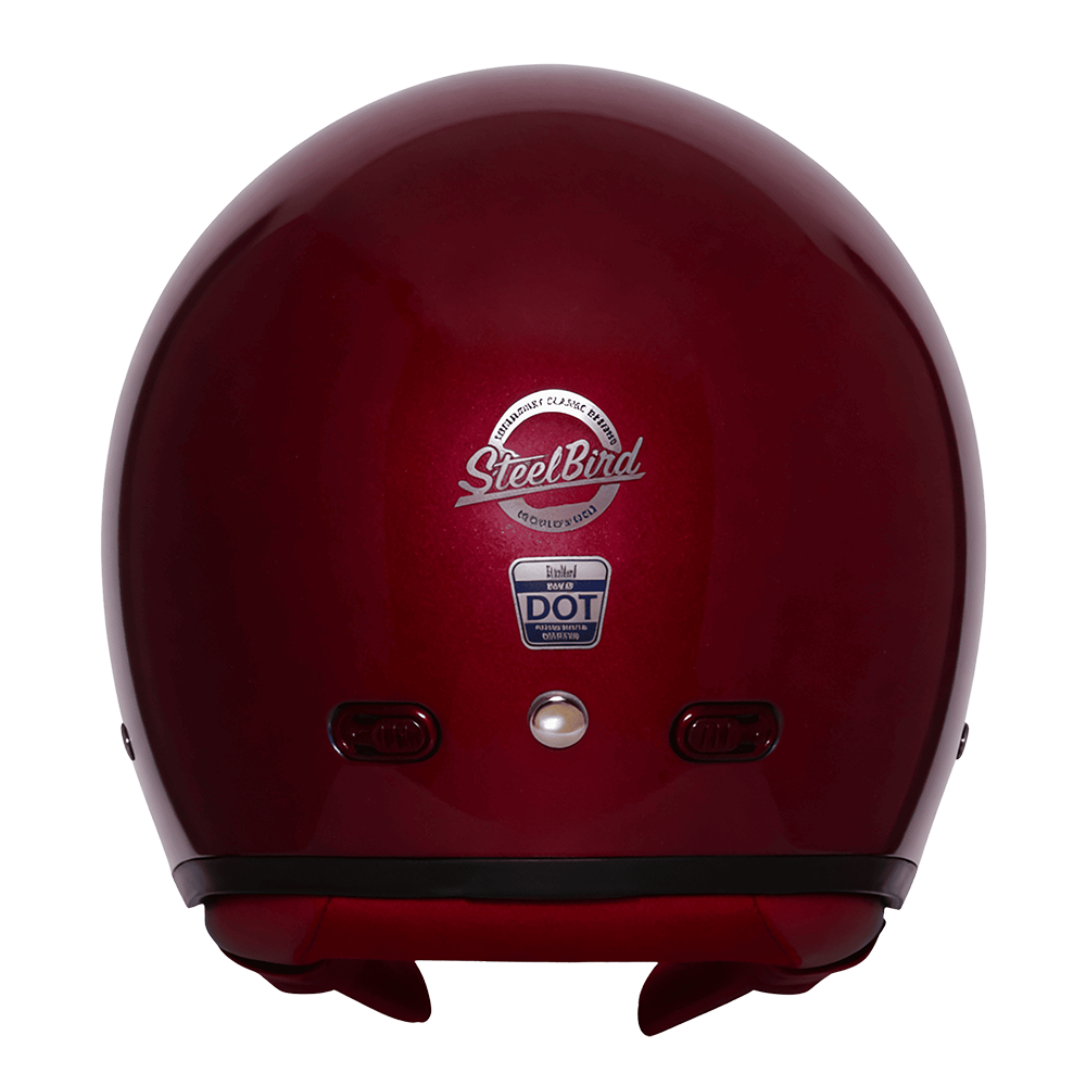 Steelbird SBH-67 Vintage DOT 5.O glossy open face helmet Red - with extra brown visor
