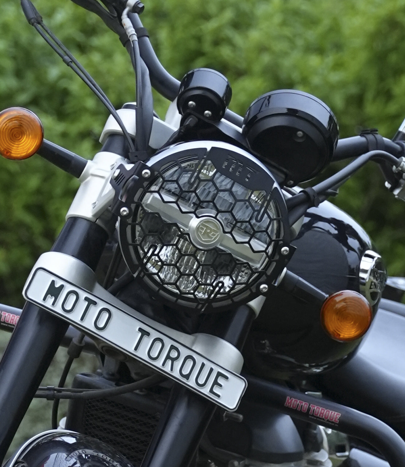 MotoTorque Headlight Grill for Royal Enfield Super Meteor 650 — Front Light Protection