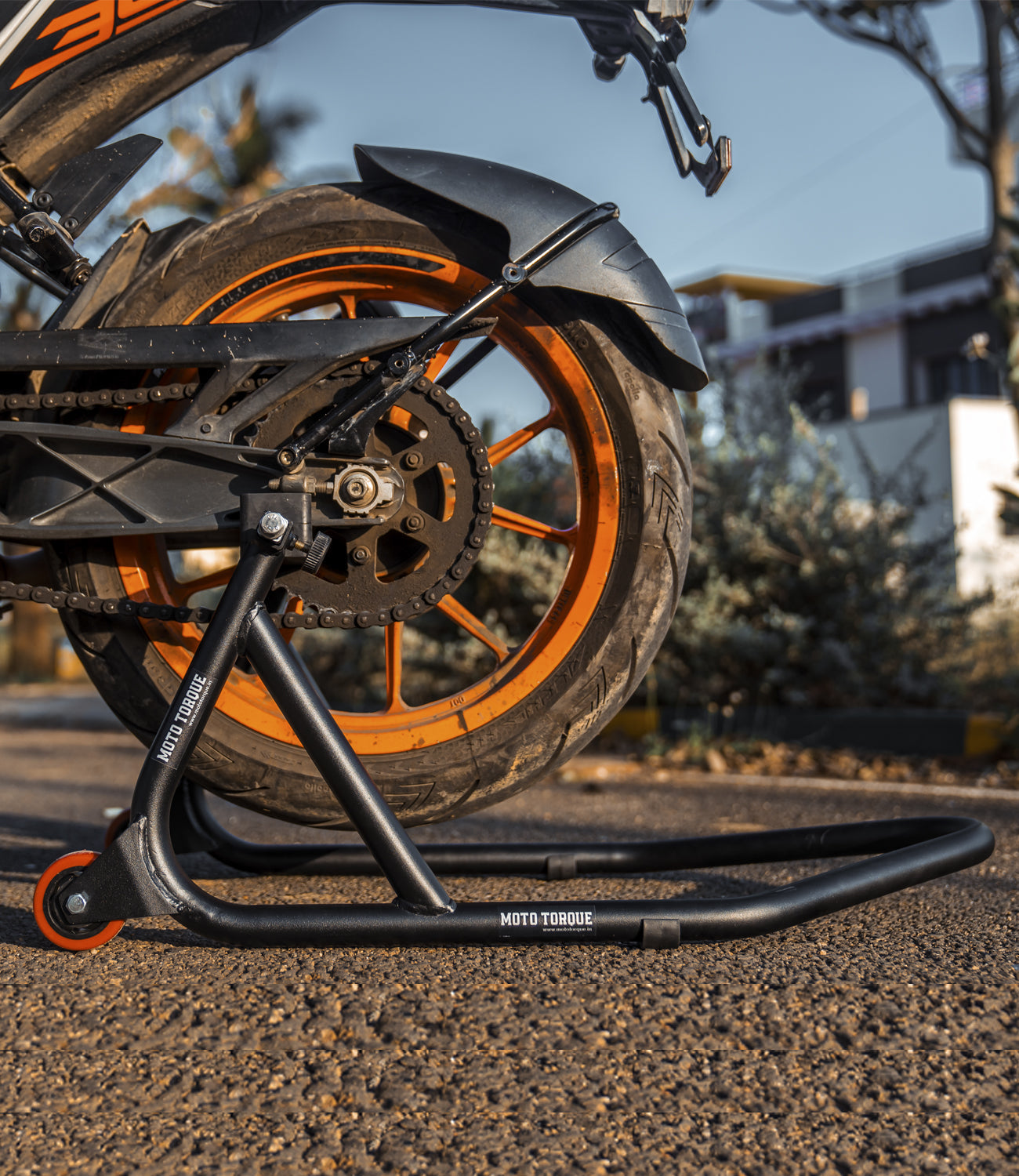 MotoTorque Paddock Stand (Black) — Universal Rear Wheel Lift Stand