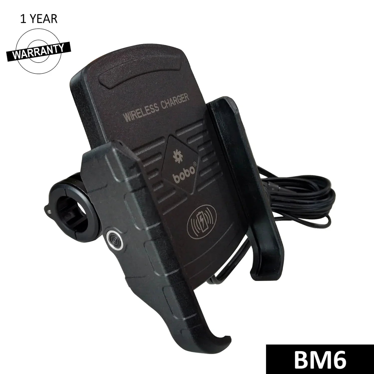BOBO BM6 Jaw-Grip Bike Phone Holder — Fast 15W Wireless Charger