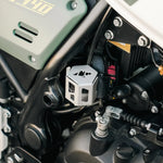 LEGUNDARY Casque Rear Reservoir Guard (Silver) for Royal Enfield Scram 440 — Reservoir Cap Protection