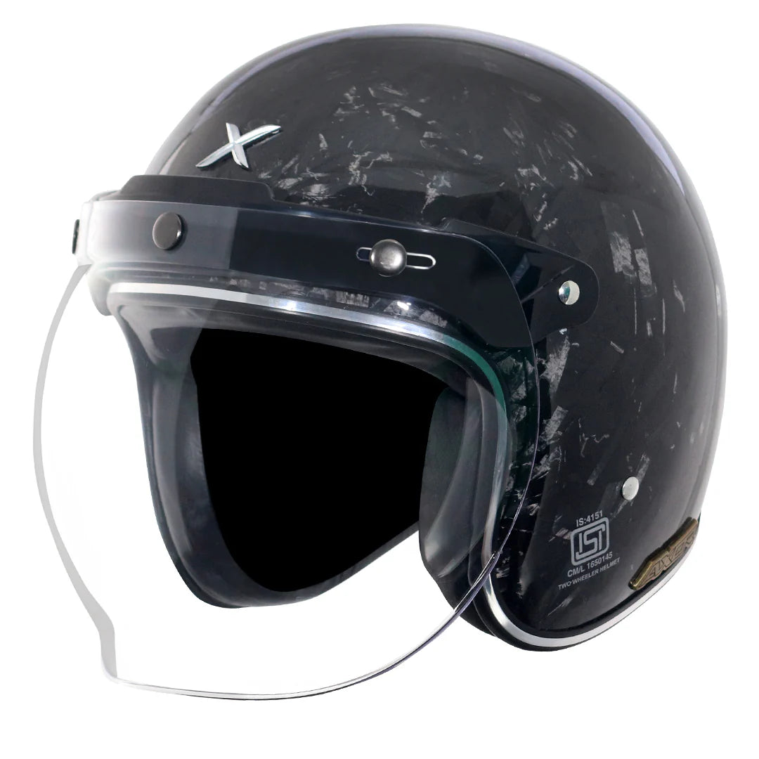 AXOR Jet Forged Carbon Helmet — ISI & DOT Certified Open Face Helmet