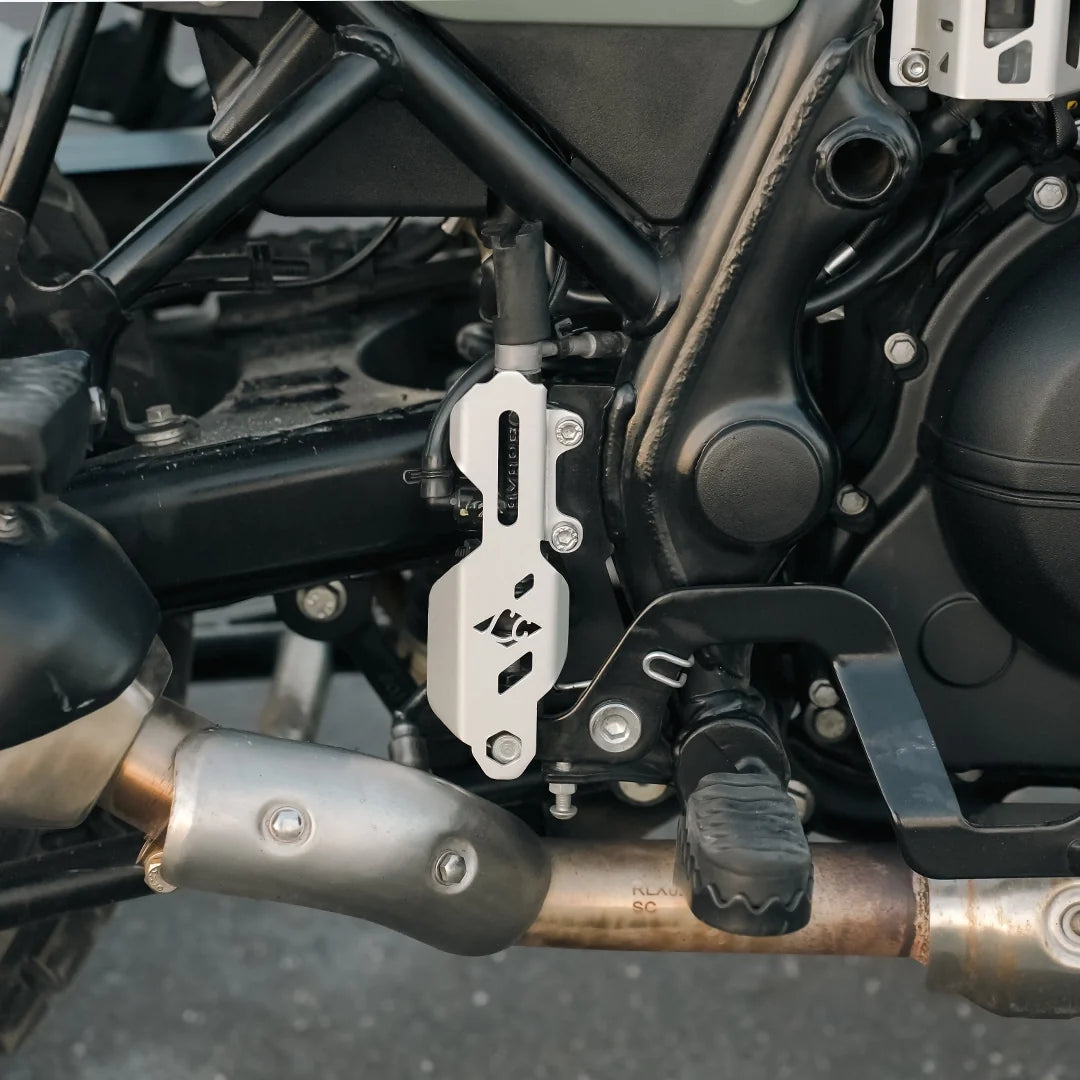 LEGUNDARY Buckler Master Cylinder Guard (Silver) for Royal Enfield Scram 440 — Lever & Reservoir Protection