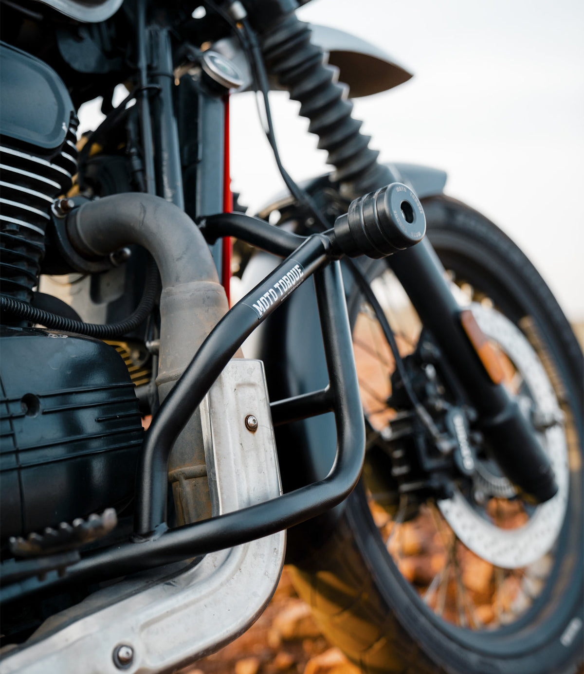 MotoTorque Crash Guard for Yezdi Scrambler - fitted