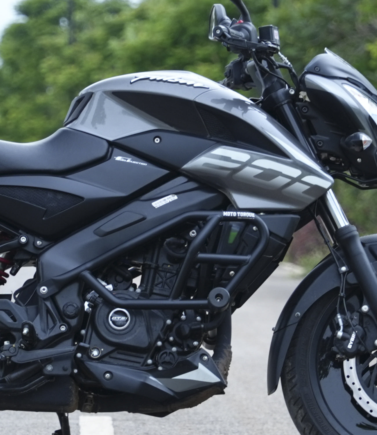 MotoTorque Crash Guard for Bajaj Pulsar NS200 - fitted