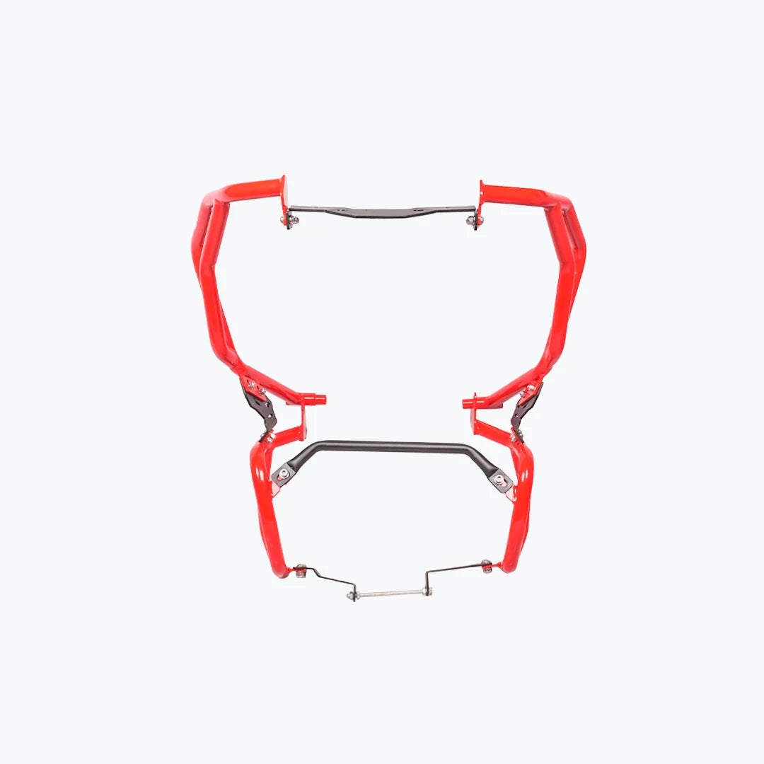 TVS Apache RTX 300 Raptor Crash Guard Red - fitted on bike