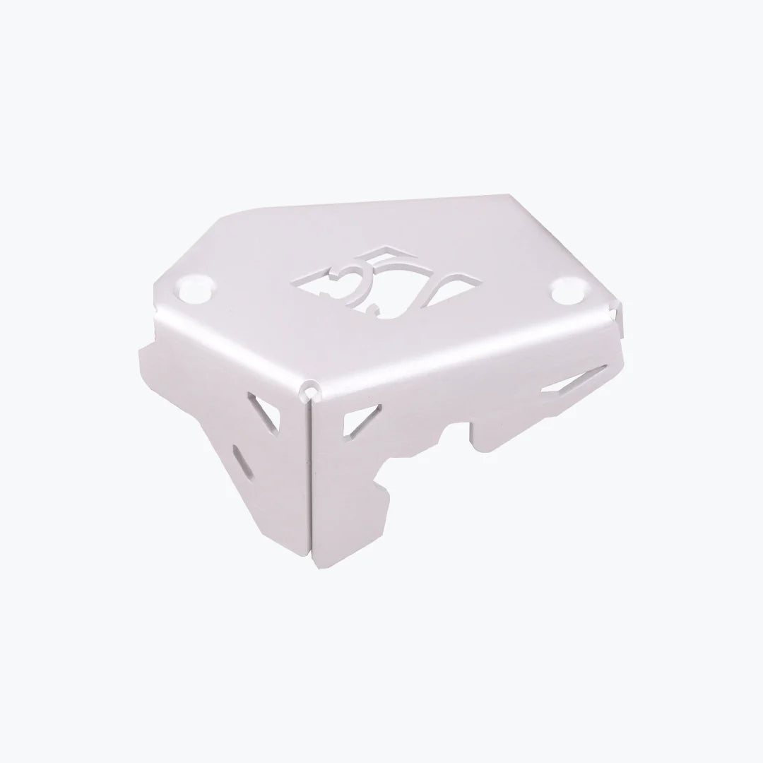 LEGUNDARY Tricorn Front Reservoir Guard (Silver) for BMW F450 GS — Reservoir Cap Protection
