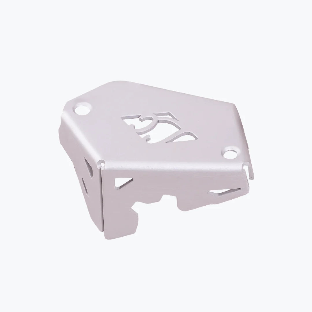 LEGUNDARY Tricorn Front Reservoir Guard (Silver) for BMW F450 GS — Reservoir Cap Protection