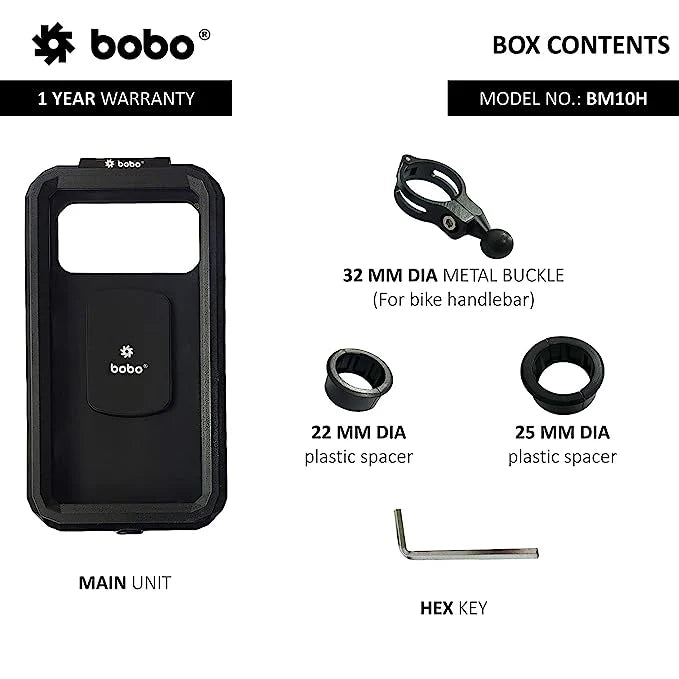 BOBO BM10H/M Fully Waterproof Bike Phone Holder — Handlebar / Mirror Mount