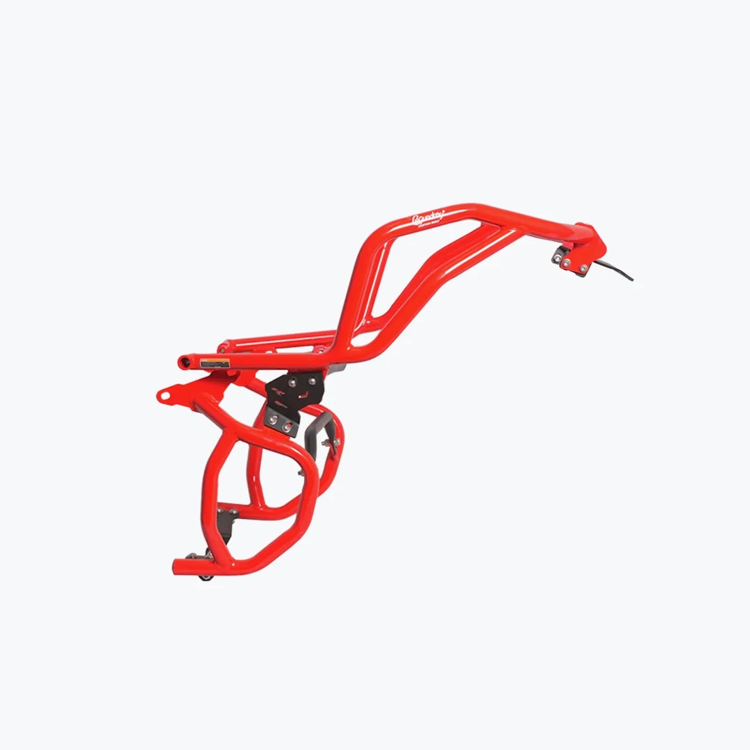 TVS Apache RTX 300 Raptor Crash Guard Red - close-up finish