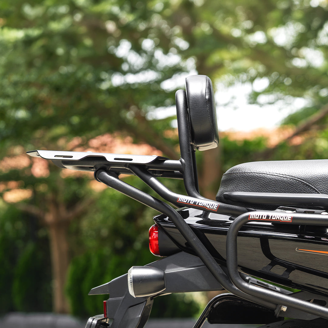MotoTorque Back Carrier with Backrest for Harley X440T - fitted