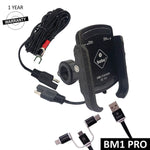 BOBO BM1 PRO Jaw-Grip Bike Phone Holder — Fast Charger + SAE Quick-Detach