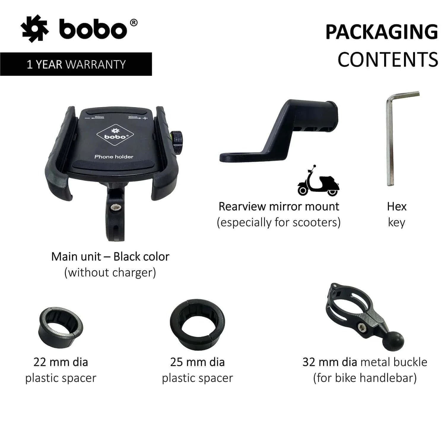 BOBO BM4 Jaw-Grip Bike Phone Holder — Motorcycle Mobile Mount
