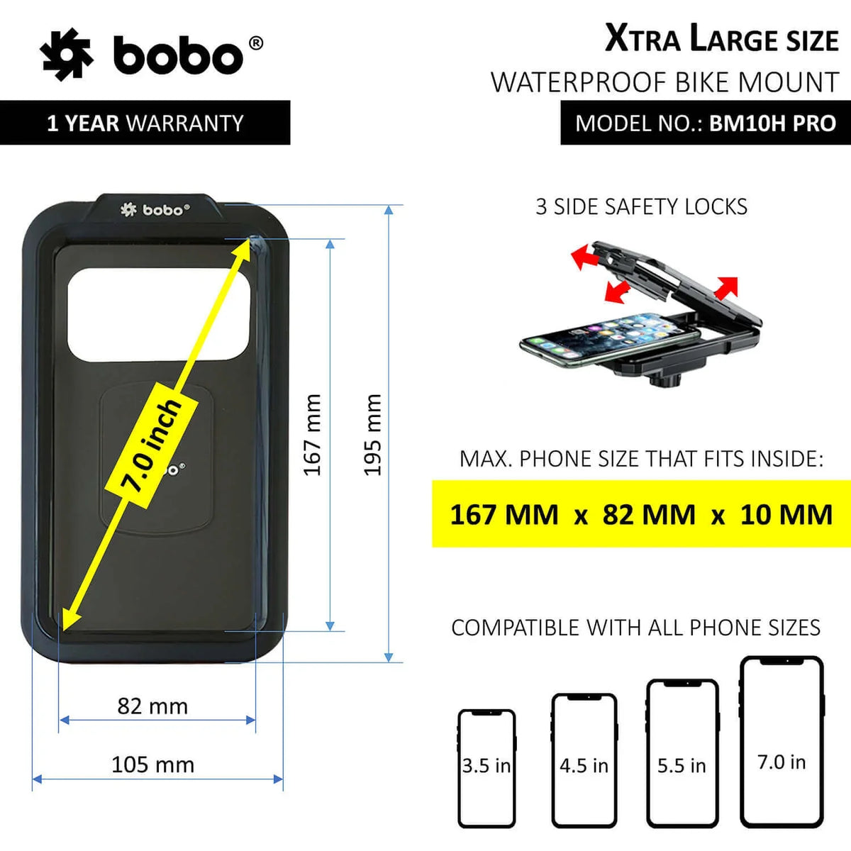 BOBO BM10H PRO Fully Waterproof Bike Phone Holder — Vibration Controller