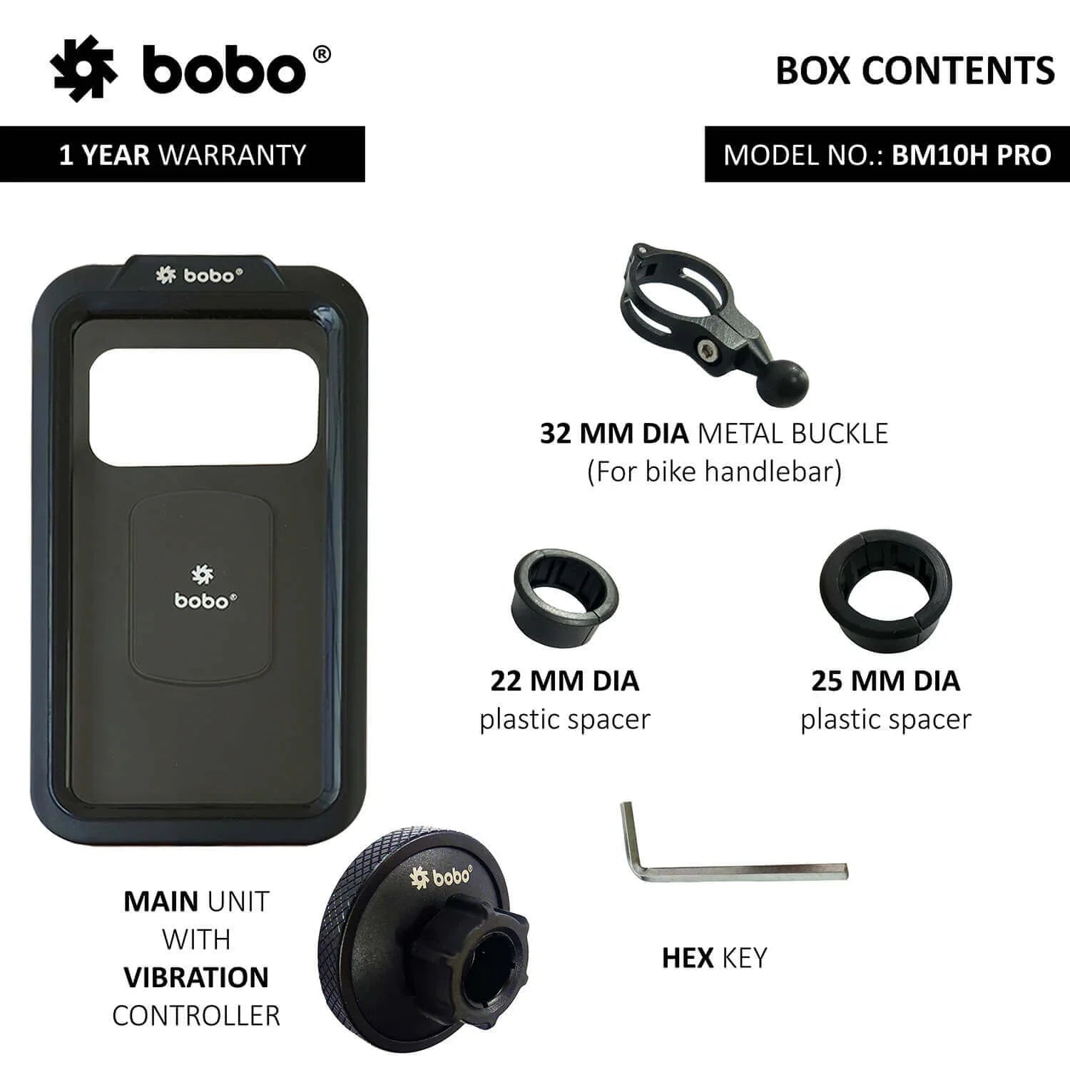 BOBO BM10H PRO Fully Waterproof Bike Phone Holder — Vibration Controller
