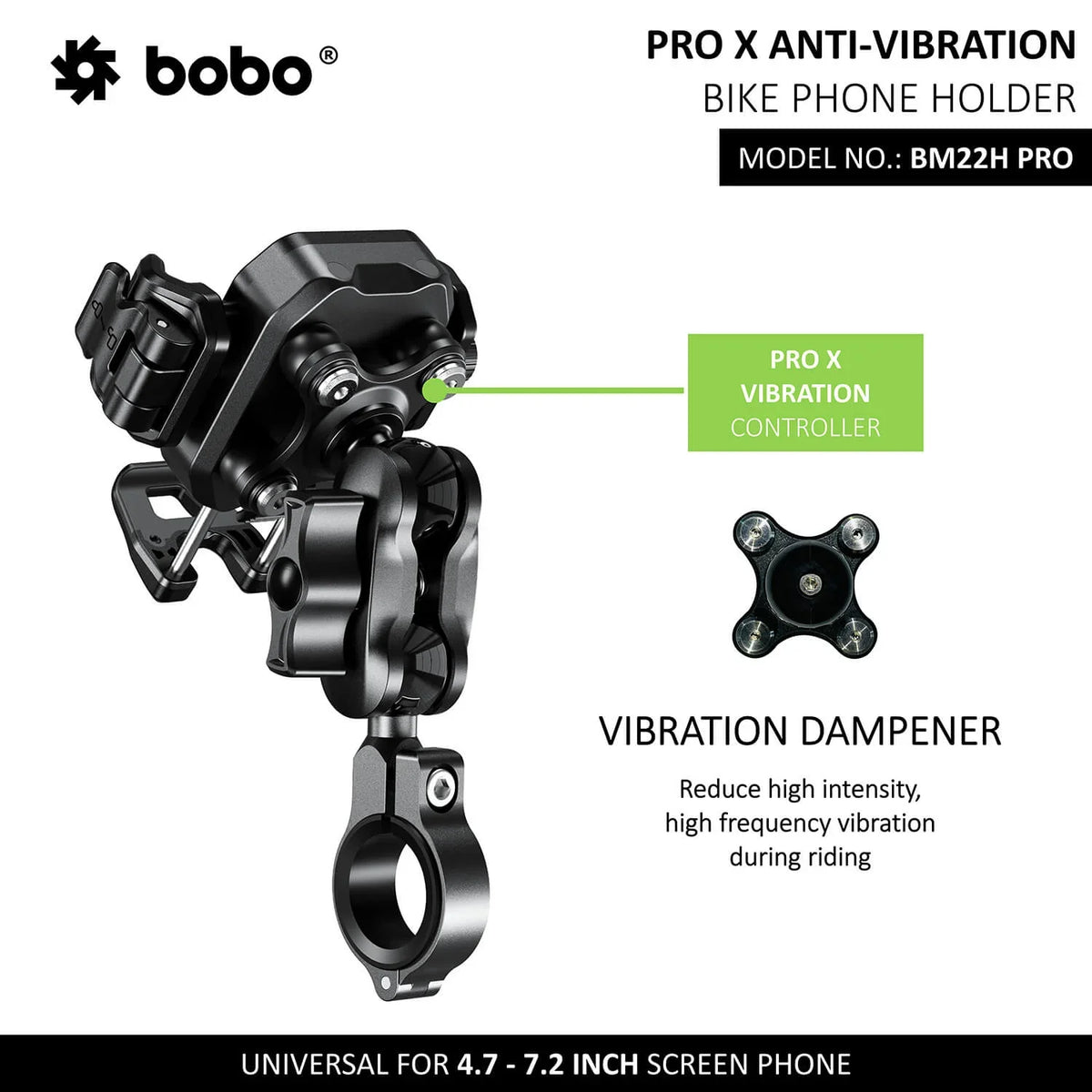 BOBO BM22H/M PRO Anti-Theft Bike Phone Holder — Anti-Vibration Handlebar / Mirror Mount