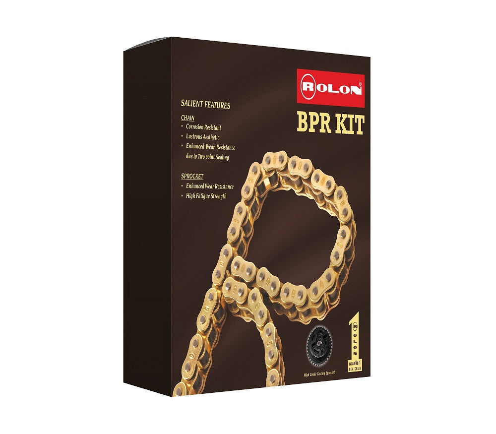 Rolon Brass Chain & Sprocket Kit for Bullet Classic 500cc (Drum Brake) — Kit BSORC CL271