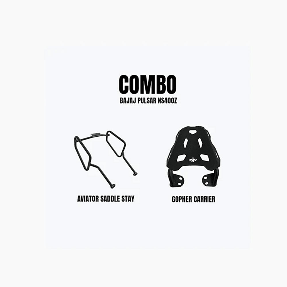 LEGUNDARY Bajaj NS 400Z Aviator Saddle Stay & Gopher Carrier Combo