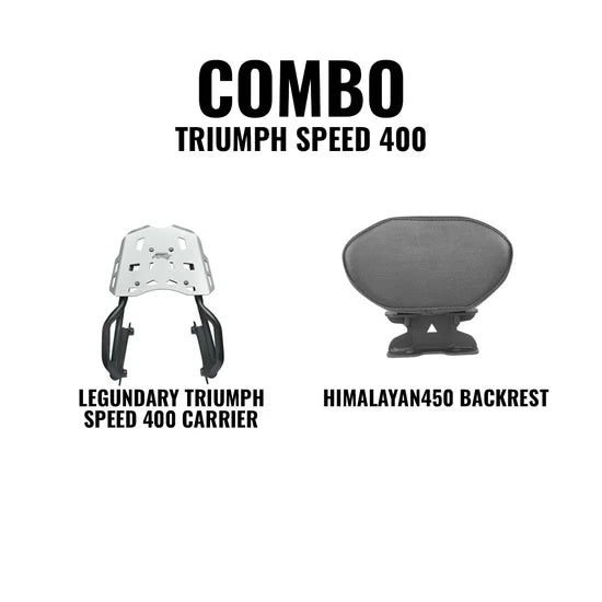 LEGUNDARY Triumph Speed 400 Carrier & LCB Backrest Combo