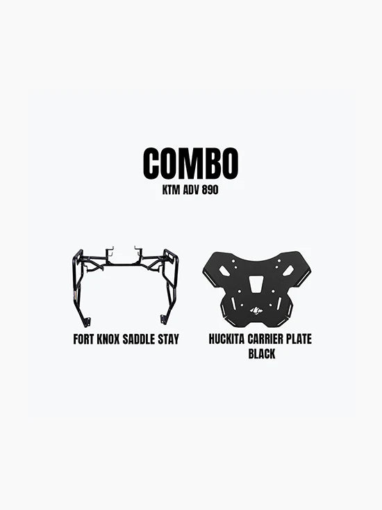 LEGUNDARY KTM ADV 890 Huckita Carrier Plate Black & Fortknox Saddle Stay Combo