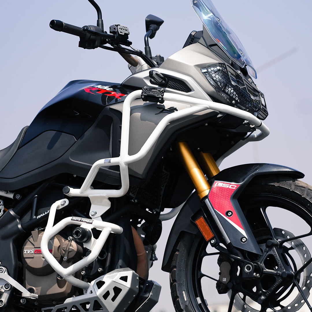 Stallion Crash Guard for TVS Apache RTX 300 - White