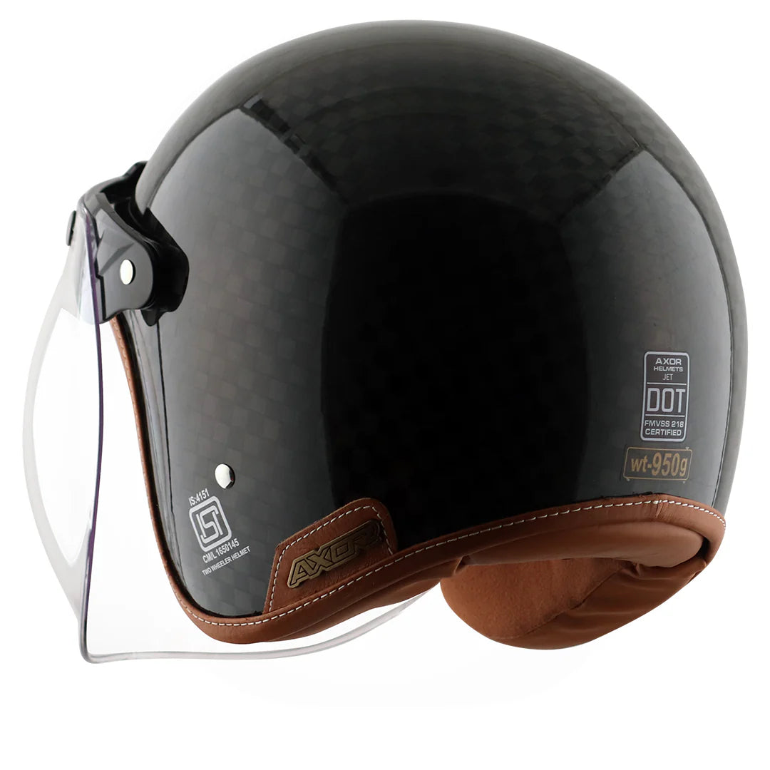 AXOR Jet Carbon Big Checks Helmet with Bubble Visor — ISI & DOT Certified