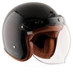 AXOR Jet Carbon Big Checks Helmet with Bubble Visor — ISI & DOT Certified