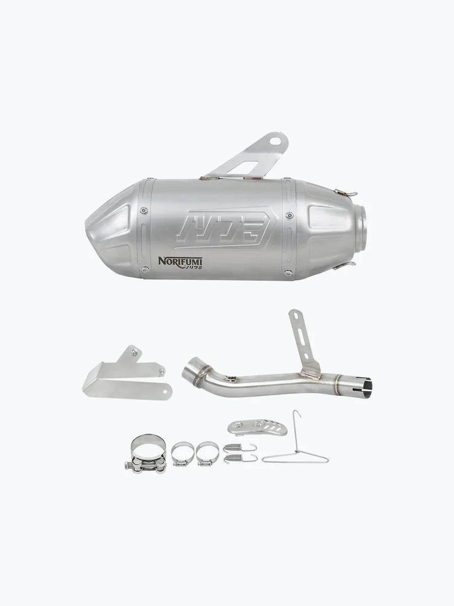 NORIFUMI Slip-On Whoops Exhaust — Himalayan 450 / Guerrilla 450 (Short, Stainless Steel)