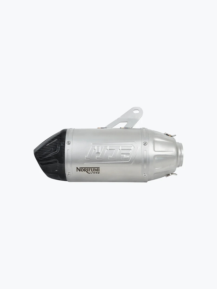 NORIFUMI Slip-On Whoops Exhaust for Himalayan 450 / Guerrilla 450 — Short, Carbon Fiber Finish