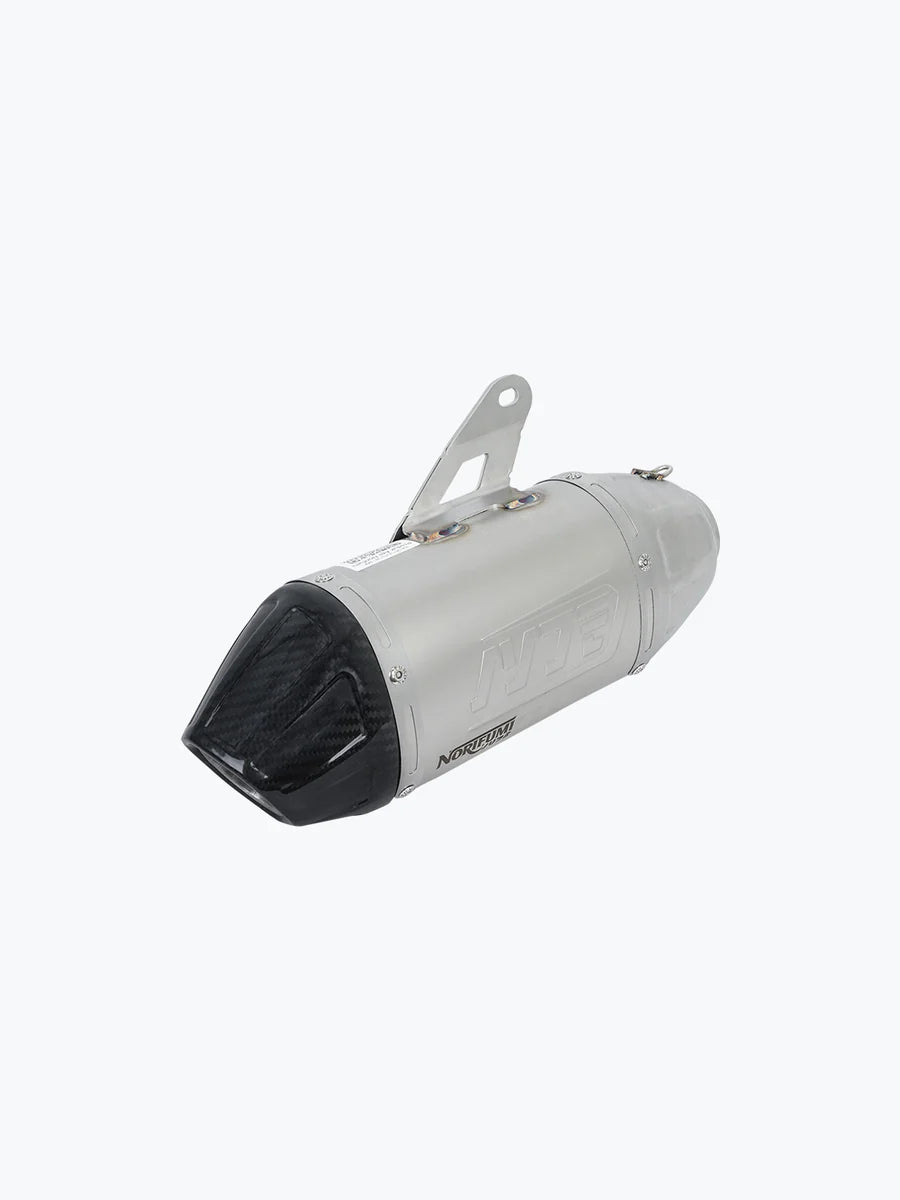 NORIFUMI Slip-On Whoops Exhaust for Himalayan 450 / Guerrilla 450 — Short, Carbon Fiber Finish