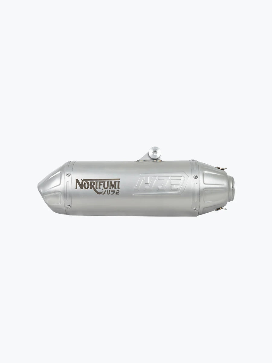 NORIFUMI Slip-On Whoops Exhaust — Himalayan 450 / Guerrilla 450 (Long, Stainless Steel)