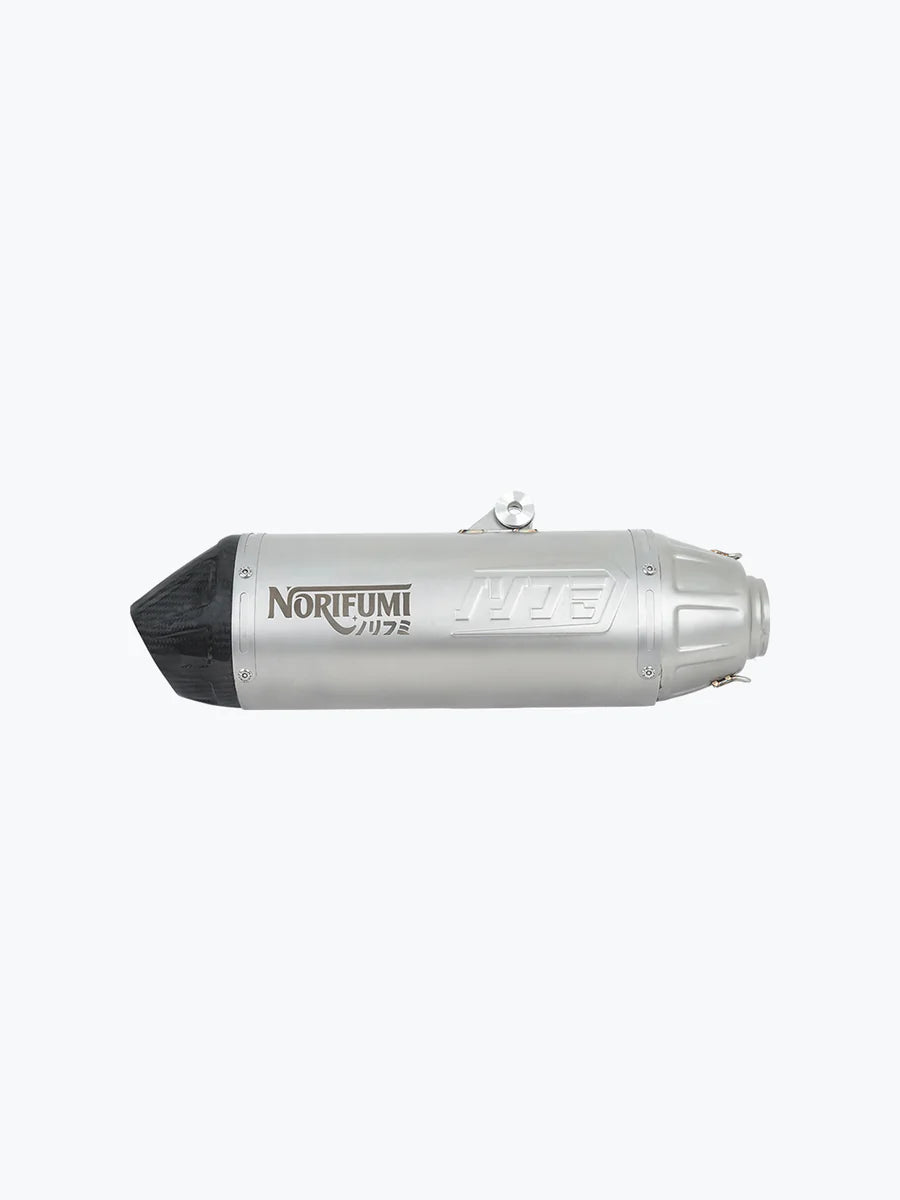NORIFUMI Slipon Whoops Exhaust (Stainless Steel + Carbon) — Royal Enfield Himalayan 450 / Guerrilla 450 — Long