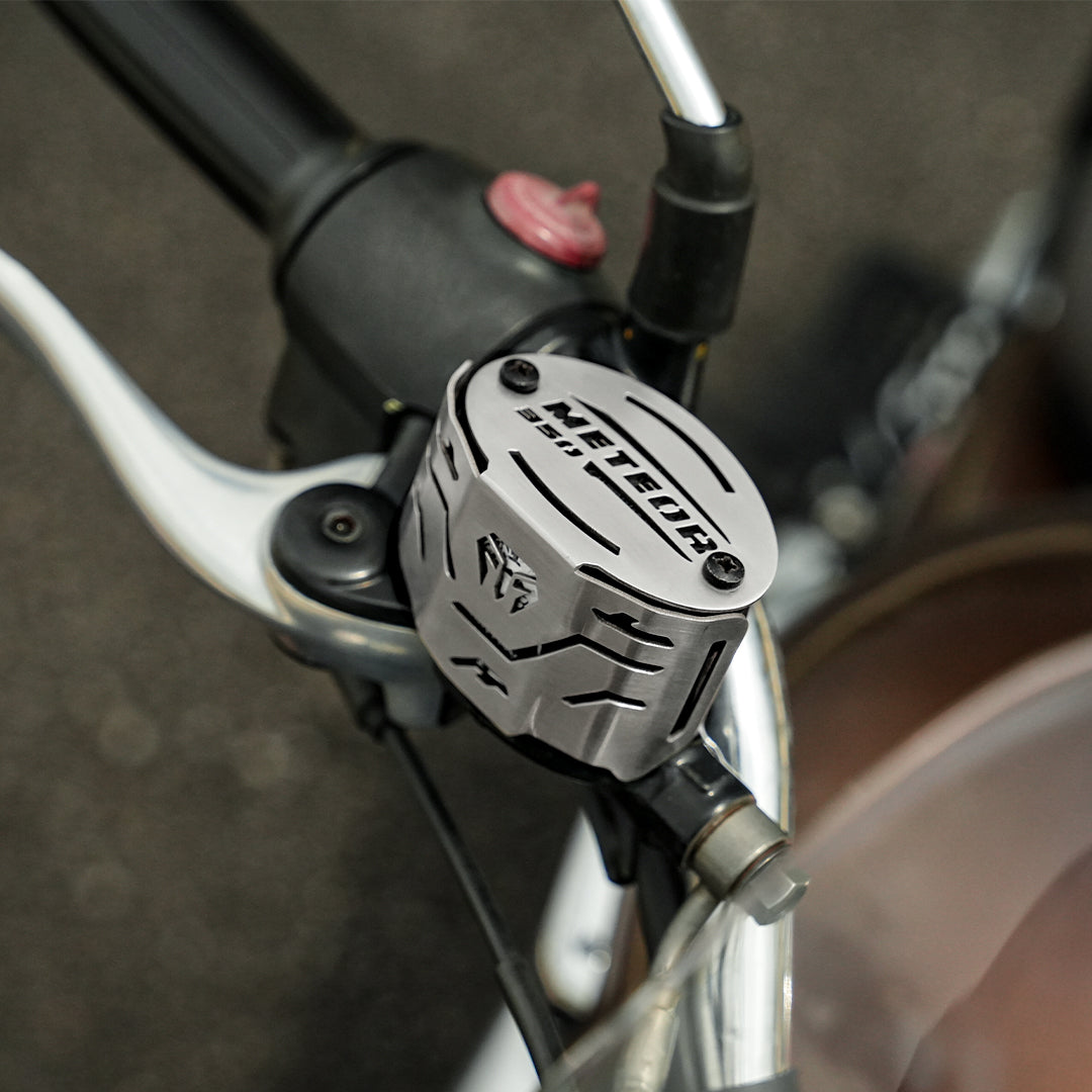 MotoTorque Front Master Cylinder Guard (SS) for Royal Enfield Meteor 350 — Lever & Reservoir Protection