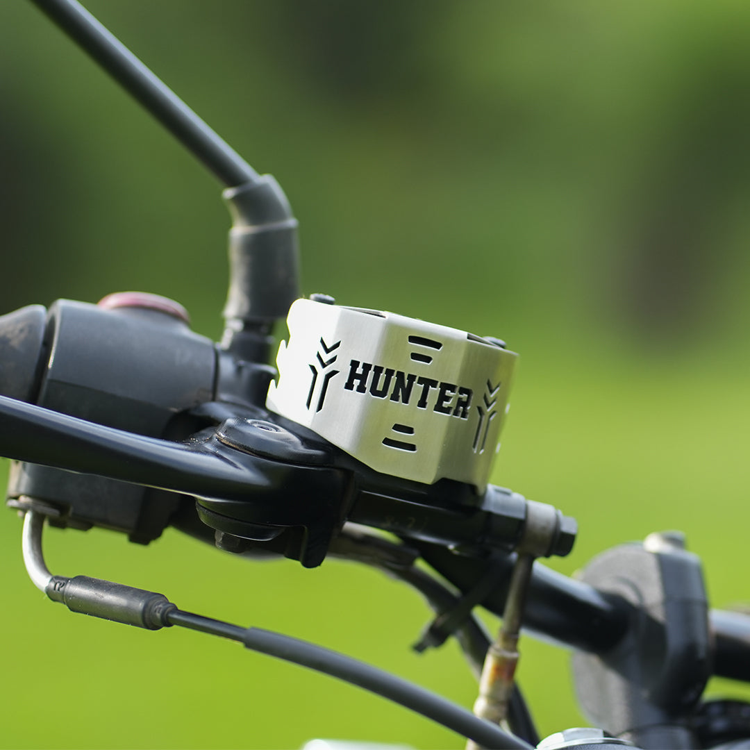 MotoTorque Front Master Cylinder Guard (SS) for Royal Enfield Hunter 350 — Lever & Reservoir Protection