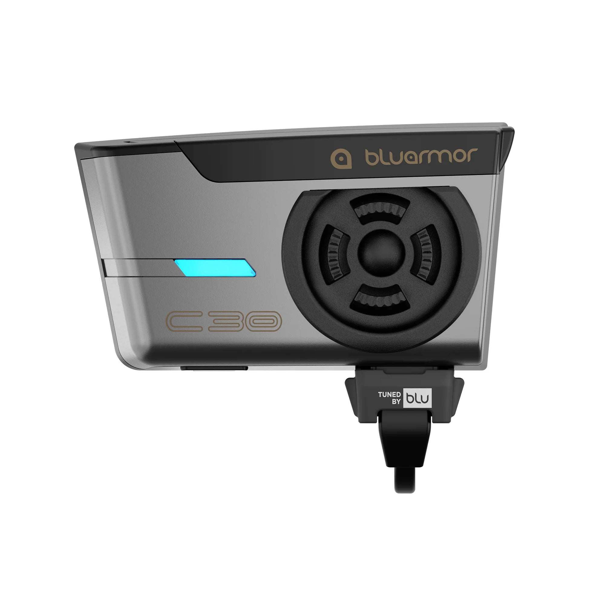 BLUARMOR C30 Helmet Intercom — RIDEGRID Mesh, Connects 20 Riders, IP67 Waterproof