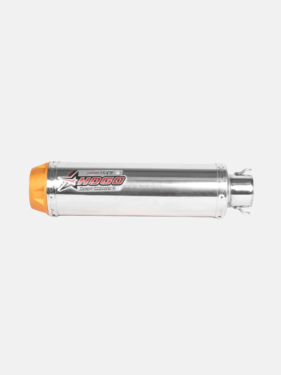 HOGO Racing Exhaust Muffler – Chrome with Gold End Cap