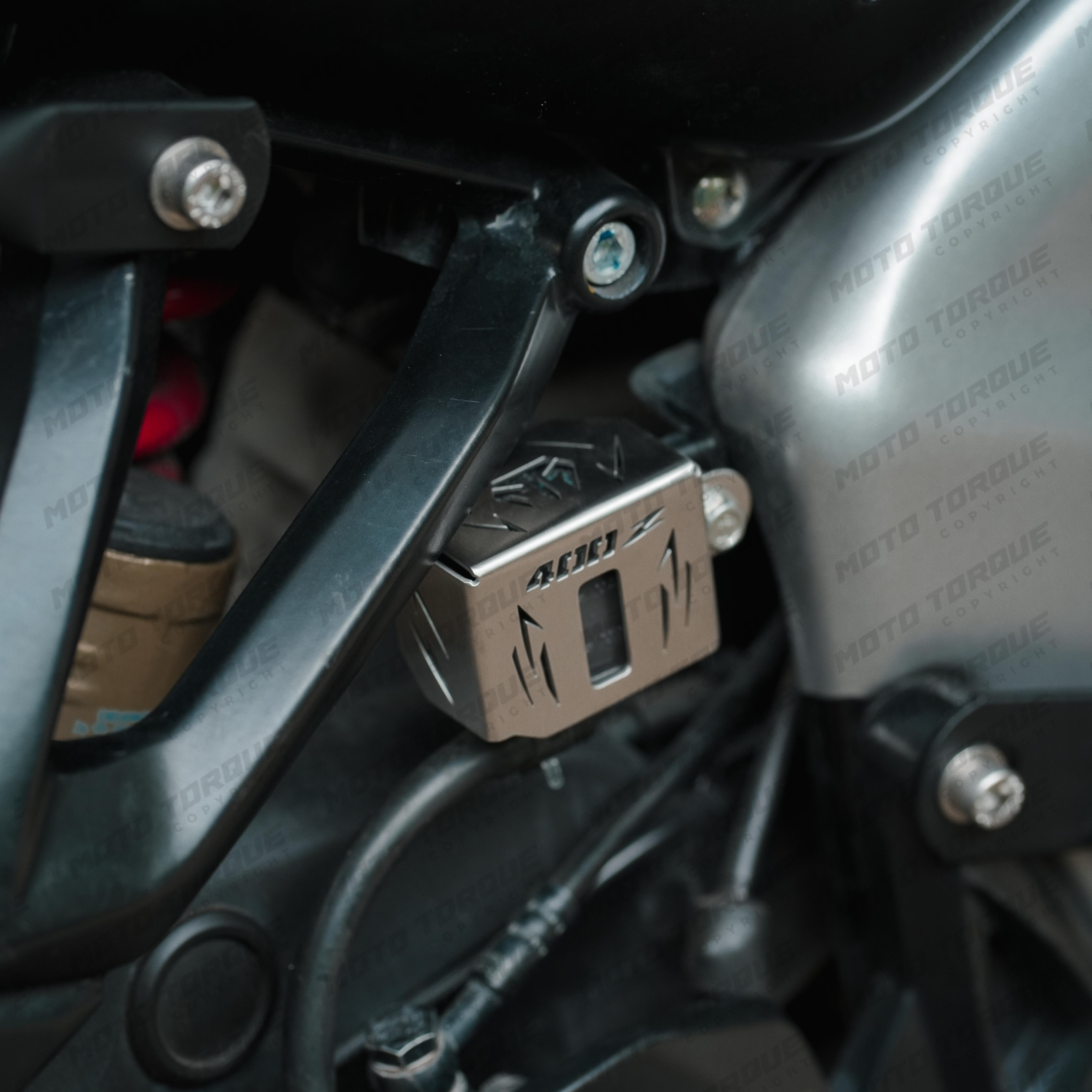 MotoTorque Reservoir Guard (SS Matte) for Bajaj Pulsar NS400Z — Reservoir Cap Protection