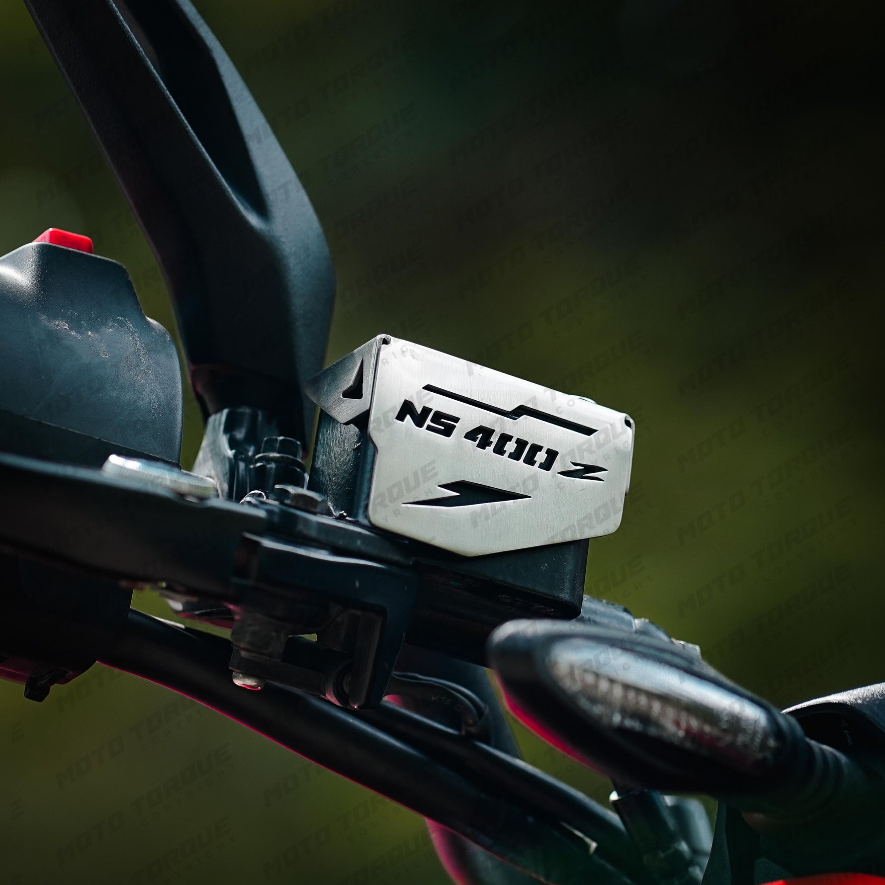 MotoTorque Front Master Cylinder Guard (SS Matte) for Bajaj Pulsar NS400Z — Lever & Reservoir Protection
