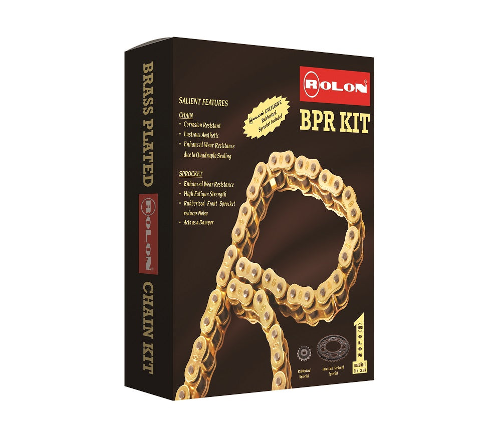 Rolon Brass Chain & Sprocket Kit for Bajaj Pulsar RS200 — Kit HPORC 240