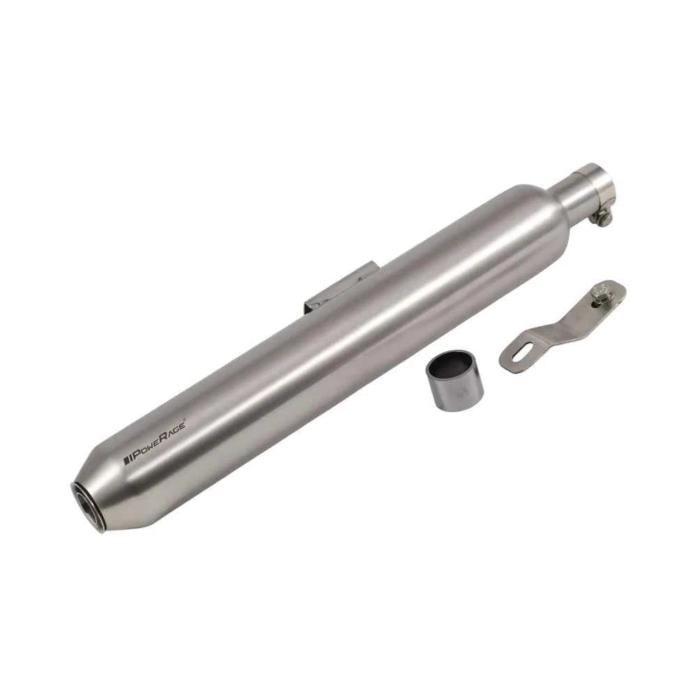 Powerage slip-on exhaust for Royal Enfield 350 / 500, brushed steel, short