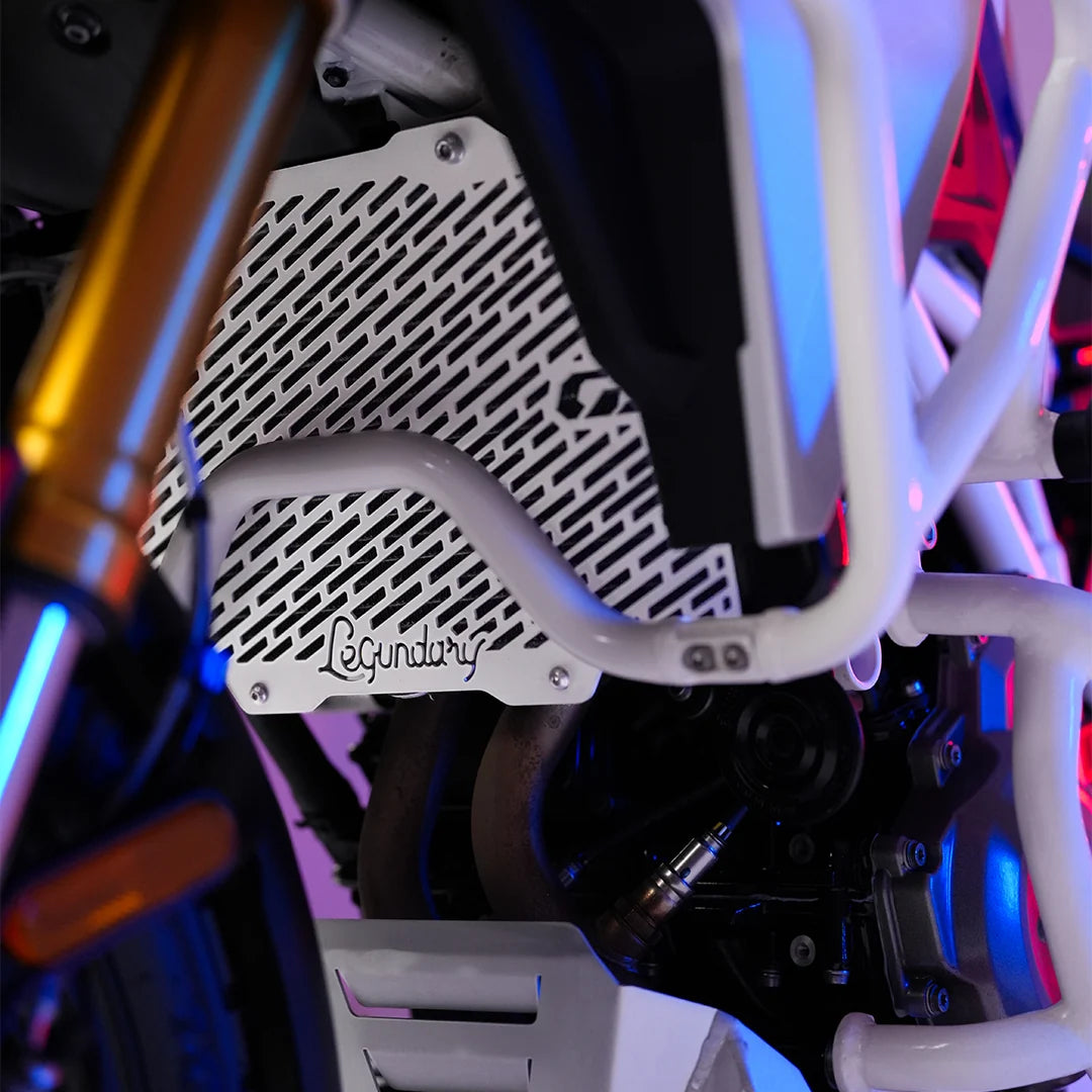 LEGUNDARY Vector Radiator Guard (Silver) for BMW F450 GS — Radiator Protection