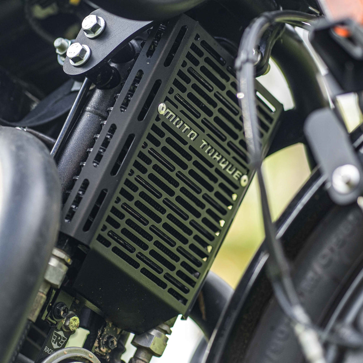 MotoTorque Radiator Guard for RE Shotgun 650 - fitted